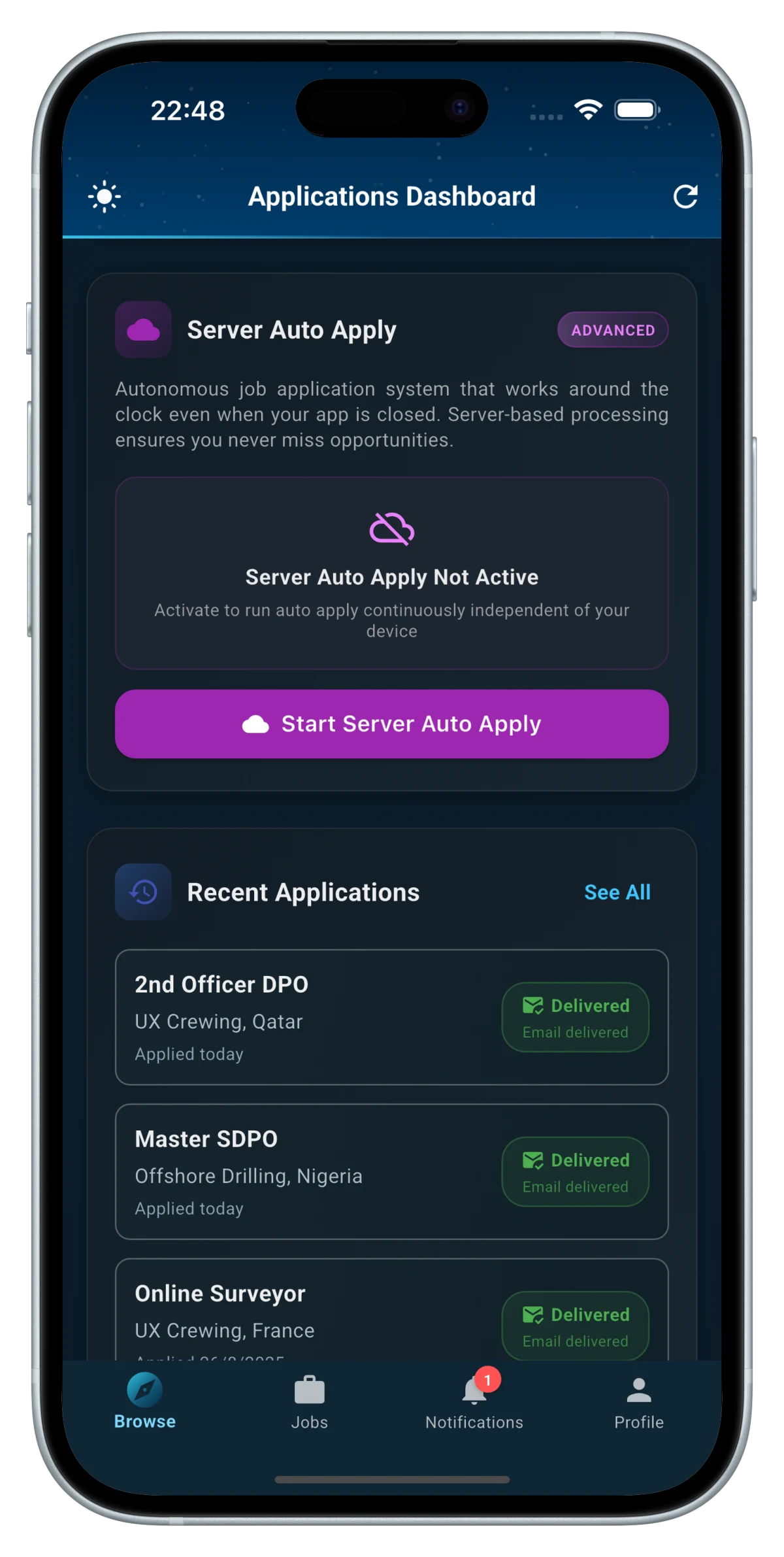 Auto apply screen